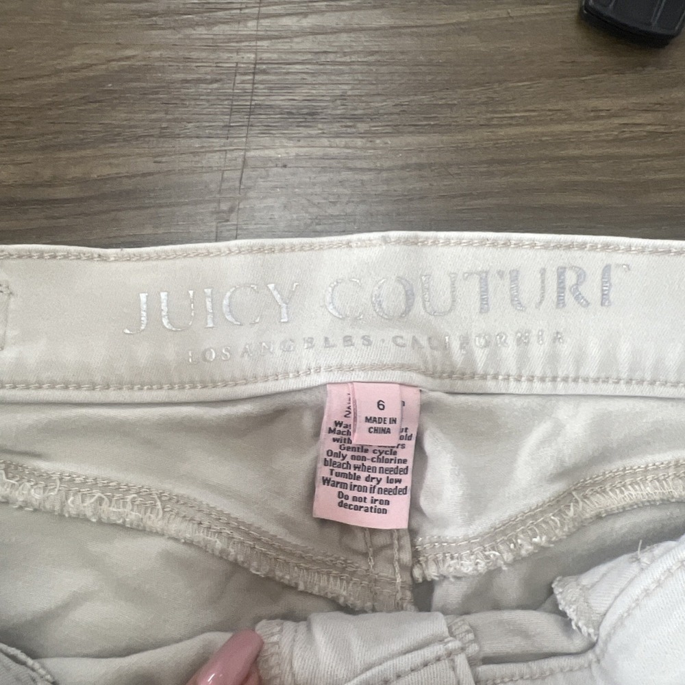 Juicy Couture Cuffed Ankle Jeans Crop Slim Straight Denim Pants Beige Womens 6 - Picture 3 of 5